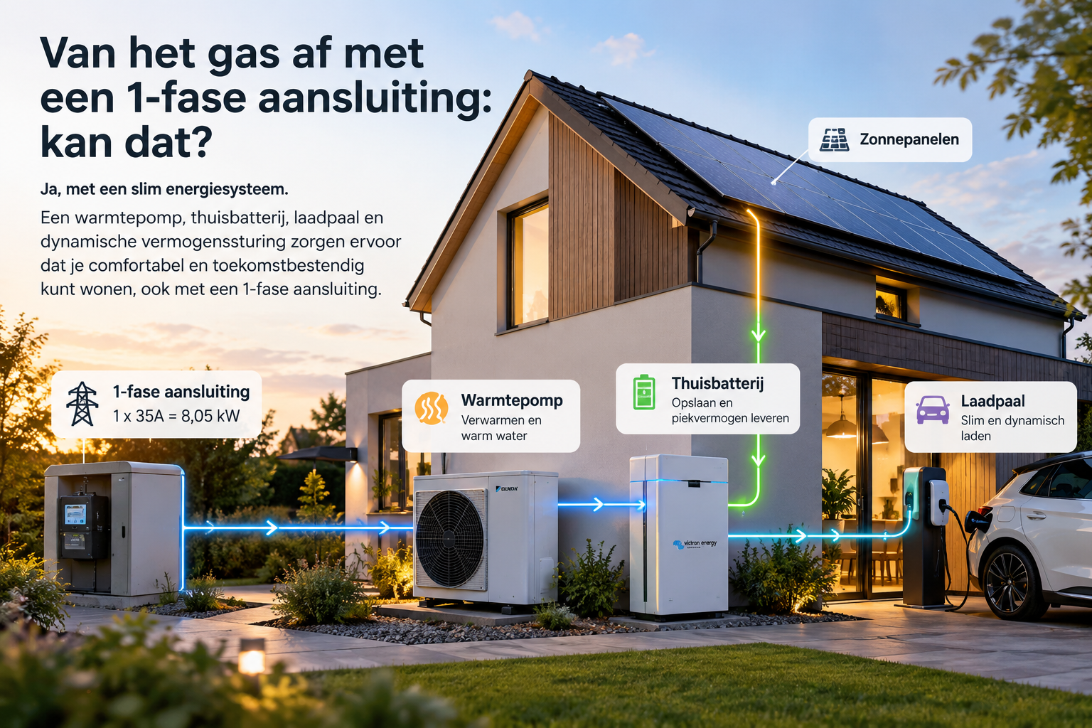 Gasloos Wonen 1 Fase Warmtepomp Thuisbatterij