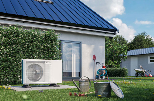 a picture of outdoor unit of heat pump