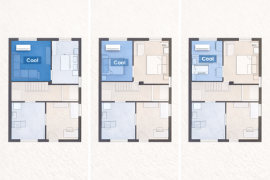 Geluid van airco binnenunit in stille slaapkamer tijdens de nacht